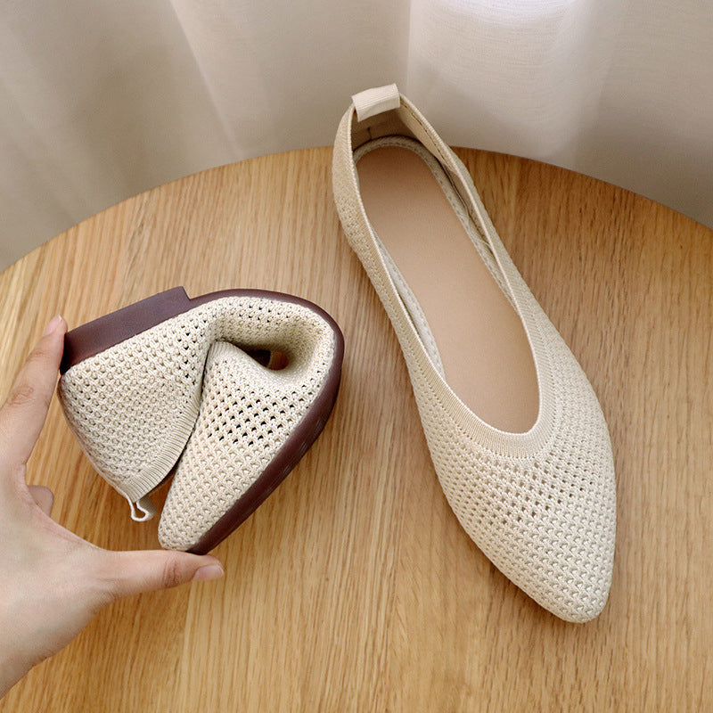 Knitted Flat Ladies Slip On Shoes