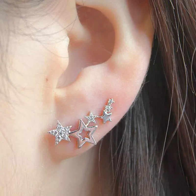 Exquisite Five-Pointed Star Diamond Earrings