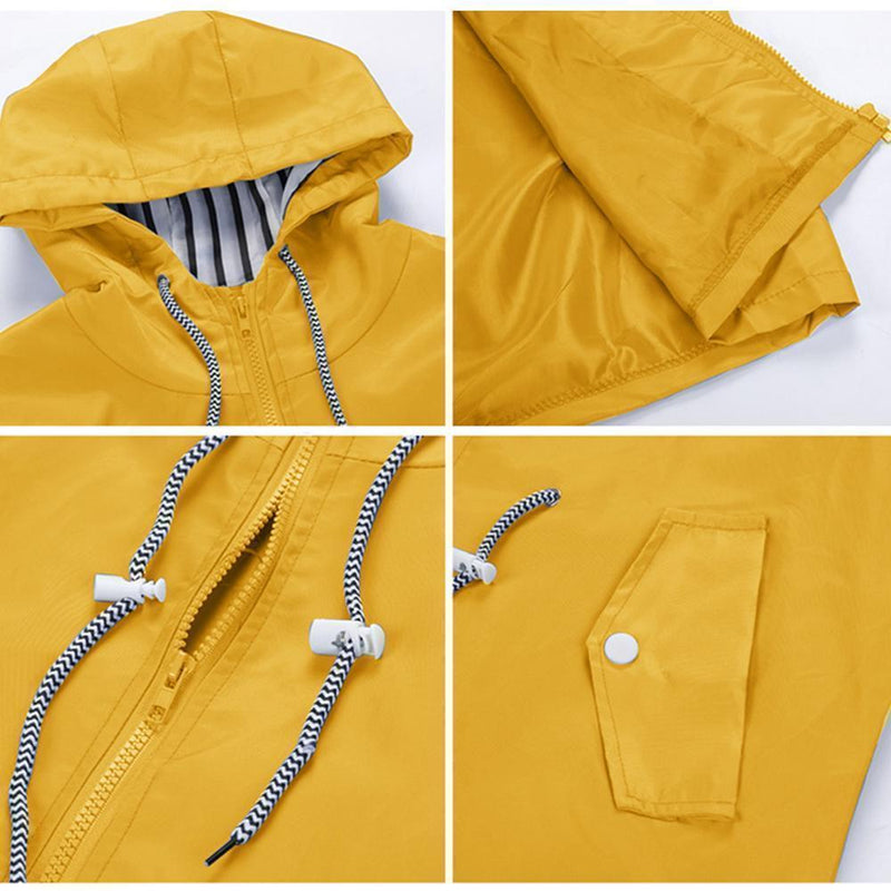 Long waterproof hooded jacket
