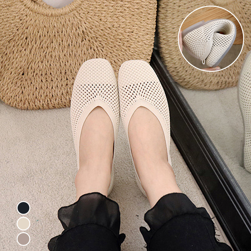 Knitted Flat Ladies Slip On Shoes